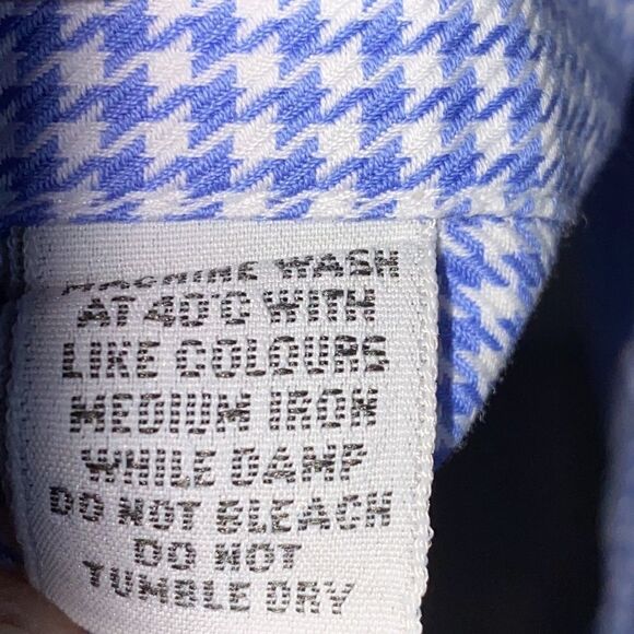 TM LEWIN Blue Gingham Short Sleeve Shirt-15.5/34.5 - Picture 8 of 8